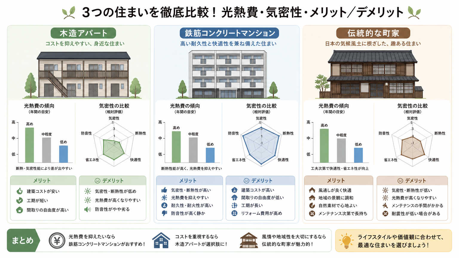 【比較】京都の物件タイプ別・光熱費の傾向