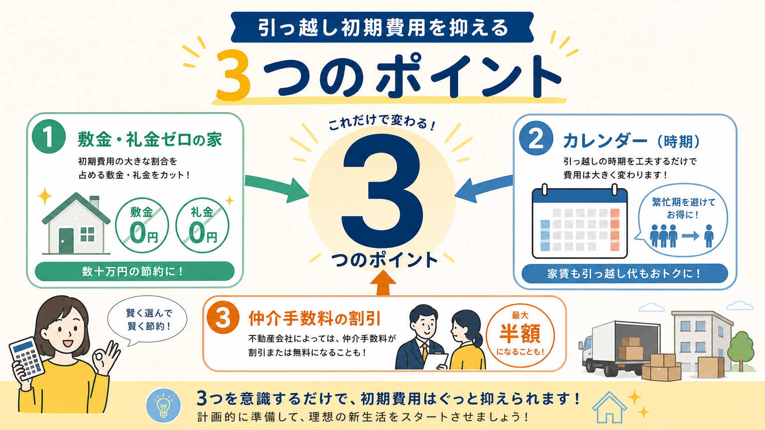 引っ越し初期費用を抑える結論|今日からできる3つのポイント