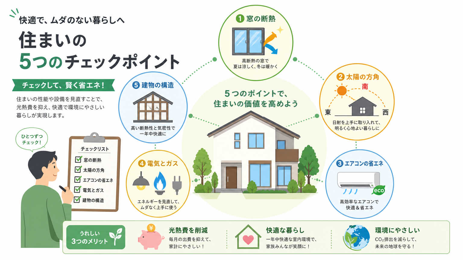 光熱費を下げる住まい選びの結論｜チェックすべき5つのポイント
